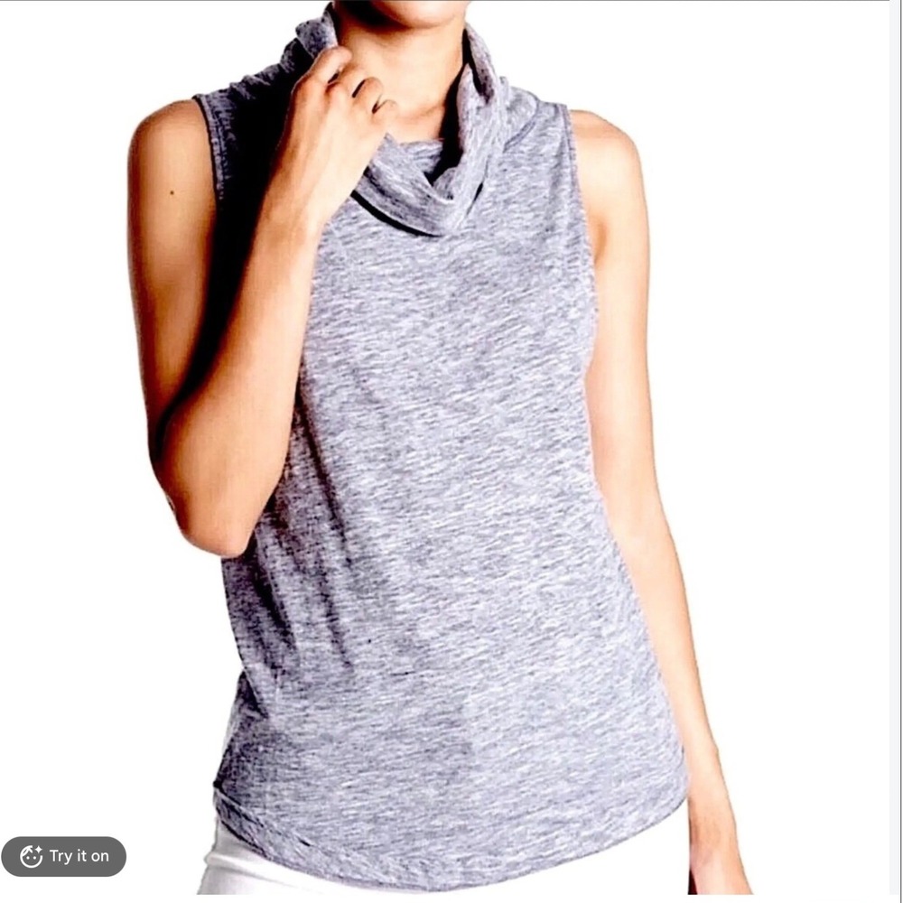 Free People Summer Thing Top Womens M Grey Cowl Neck Sleeveless Tank Cotton Boho